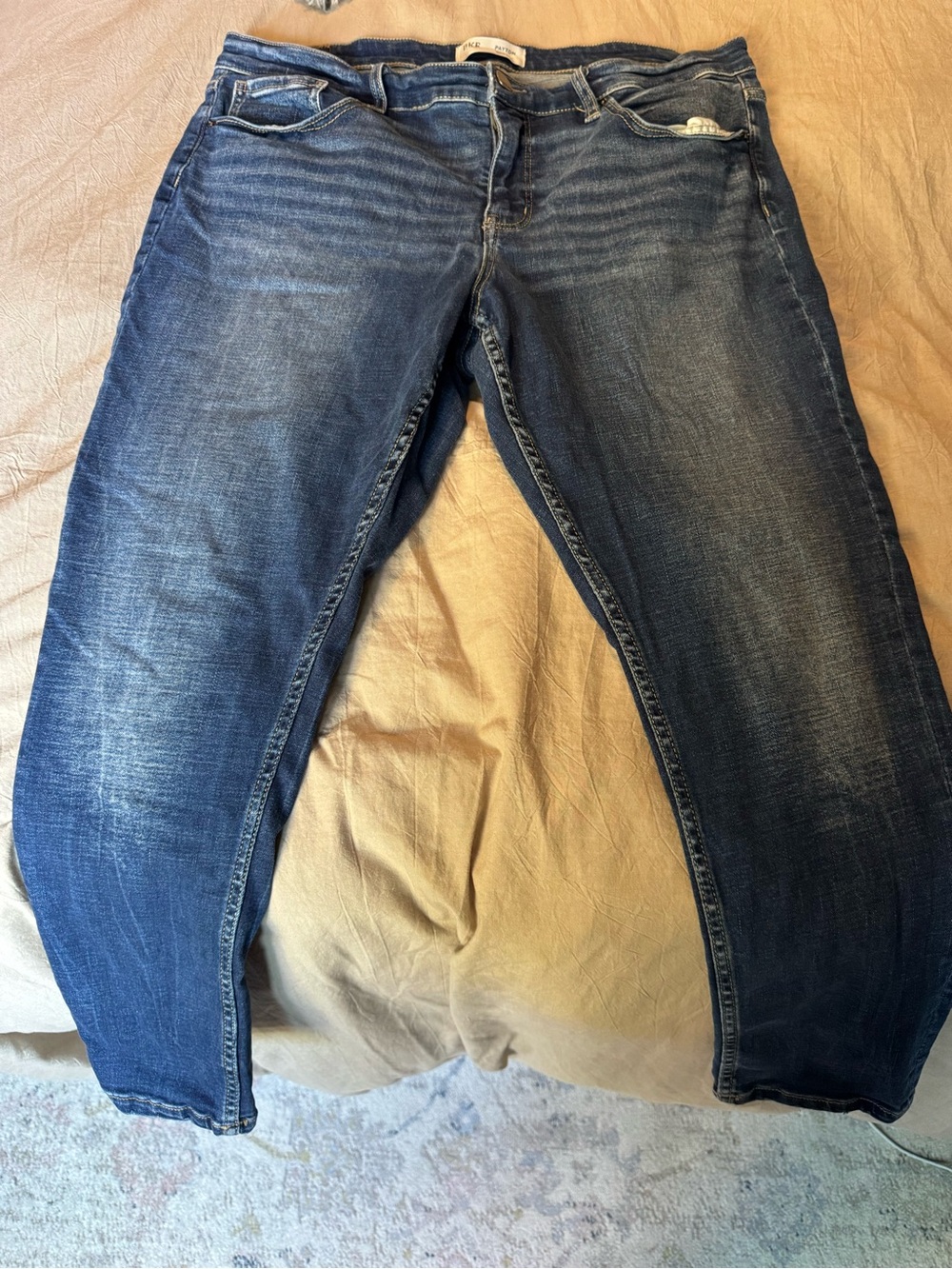 BKE Men's Washed Blue Slim Straight Jeans
